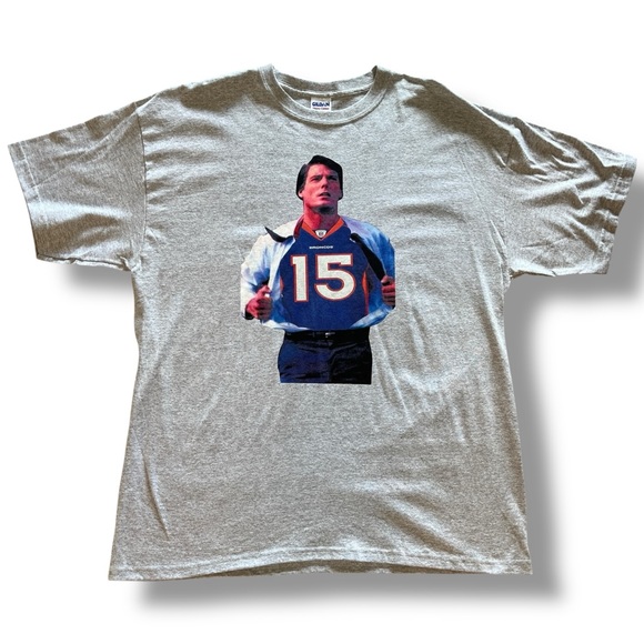Broncos Tim Tebow Heather Gray Heavy Cotton Short Sleeve Crewneck Tee Shirt XL - Picture 1 of 5